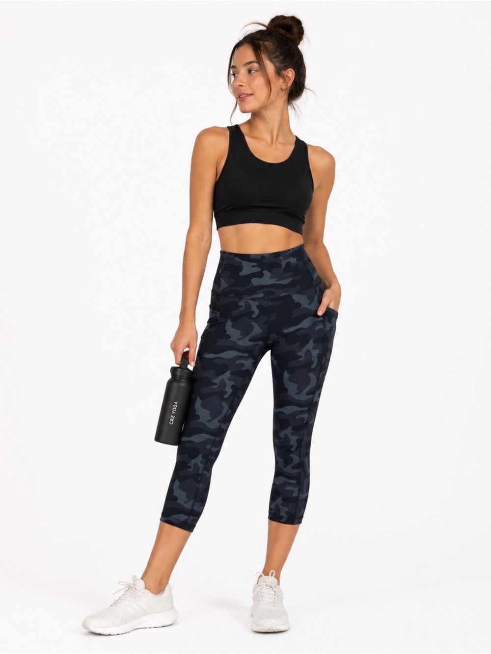 NWT CRZ YOGA Camo Capri Leggings XL 14 High Rise Pocket Athletic Camo Multi